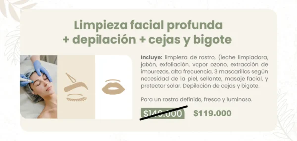 Limpieza facial profunda más depilación más cejas y bigote - Image 2