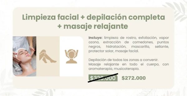 Limpieza facial + depilación completa + masaje relajante - Image 2